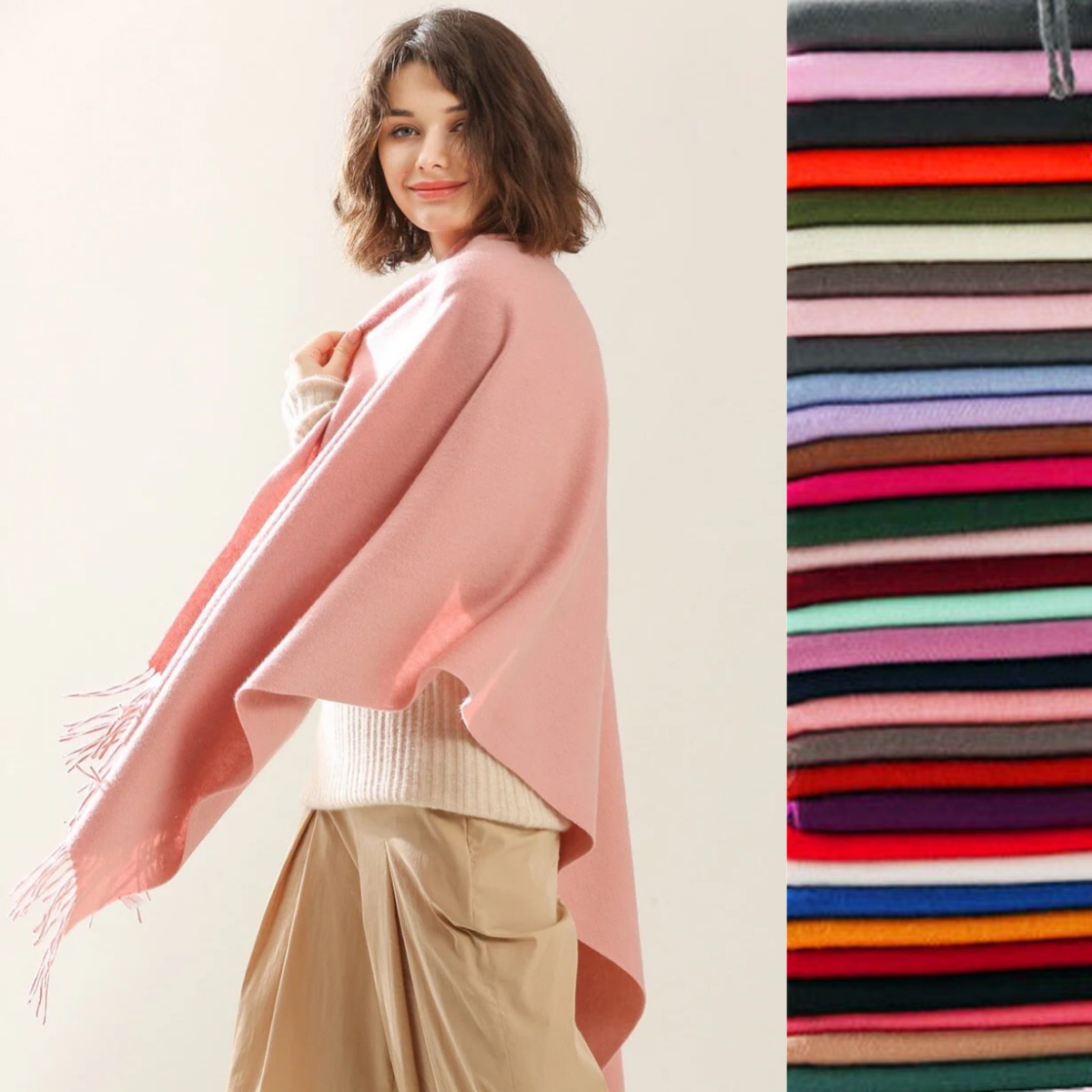 Cashmere Pashmina Wrap - Syal Wanita Rumbai Kasmir Imitasi Tipis
