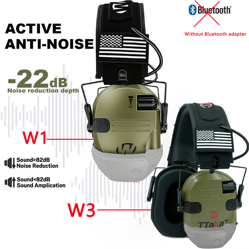 Earmuffs Foldable - W1/W3 Headphone Elektronik Anti-Noise untuk Menembak,