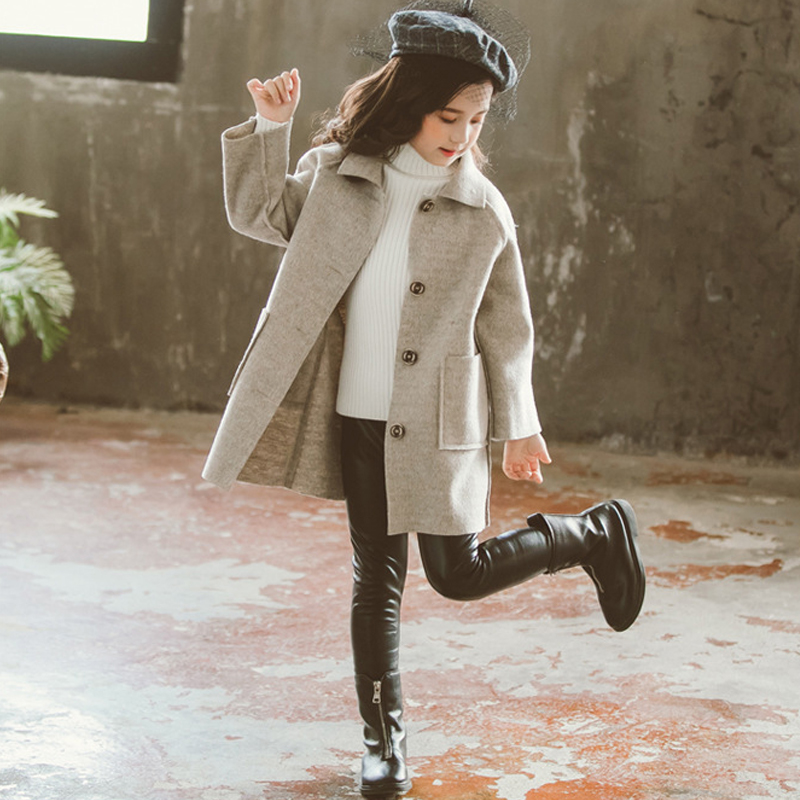 Wool Coat Peacoat - Jaket campuran wol imitasi anak-anak, jaket