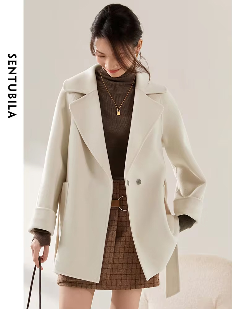 SENTUBILA Mantel Wol Musim Din - Wool Coat Peacoat ulasan dan harga
