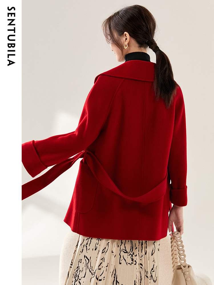 SENTUBILA Mantel Wol Musim Din - Wool Coat Peacoat ulasan dan harga