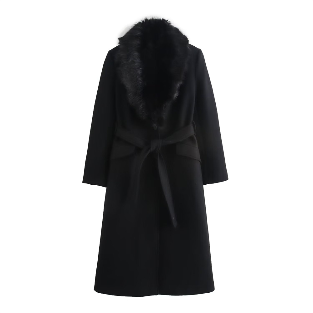 Mantel Wanita Berkerah Bulu Ha - Wool Coat Peacoat ulasan dan harga