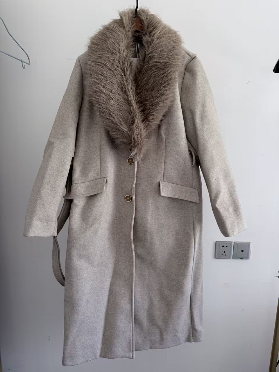 Mantel Wanita Berkerah Bulu Ha - Wool Coat Peacoat ulasan dan harga
